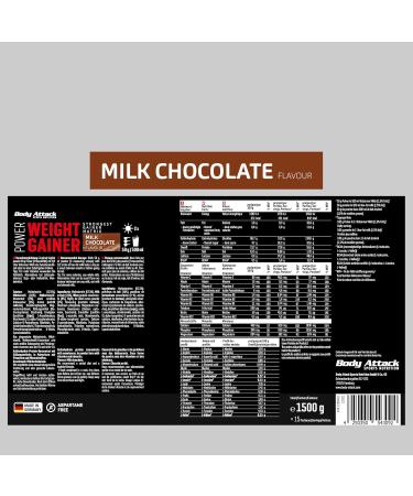 Body Attack Weight Gainer 1.5 kg - Milk Chocolate | Mass Gainer with Whey Protein BCAA & Carbs | Low-Fat High-Quality Calories for Muscle Building - Buy Online on GoSupps.com