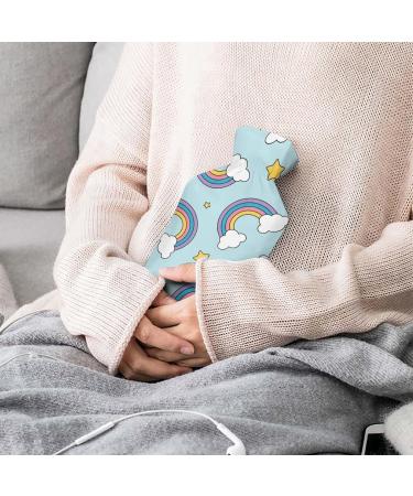 Stars Rainbow Hot Water Bottle with Plush Cover Hand Warmer for Adults & Kids 26.5x15.3cm Ideal for Cold Nights & Comfort - Buy Online on GoSupps.com