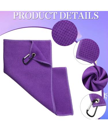 4 Pack Microfiber Golf Towel Set with Clip | Waffle Pattern | Golf Accessories for Men and Women | Multiple Colors (Red, Orange, Yellow, Purple) - Buy Online on GoSupps.com