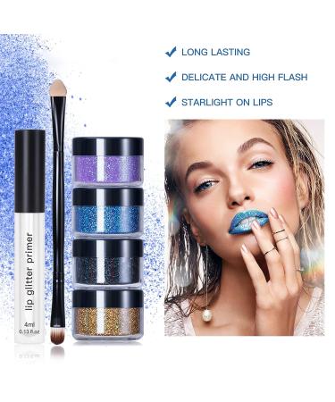 LOKFAR Glitter Lip Kit - Shiny Diamond and Metallic Lip Makeup Set (Cool Colors) | Waterproof & Long Lasting - Buy Online on GoSupps.com