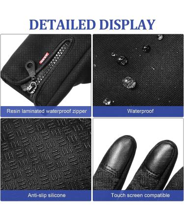 SATINIOR 2 Pairs Outdoor Winter Touchscreen Anti-Slip Full Finger Gloves in Blue and Black - Buy Online on GoSupps.com