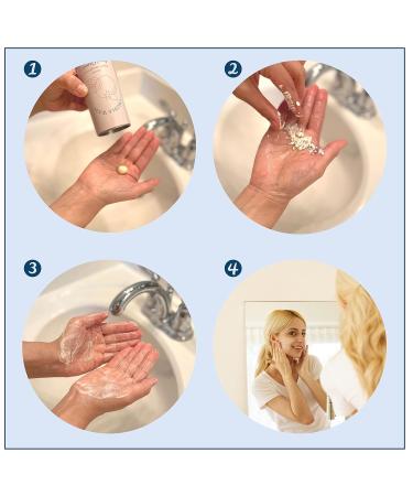 Daily 3 in 1 Facial Cleanser Exfoliator & Wash-off Mask Vegan Cruelty-Free Plastic-Free Travel-Friendly (60 Tablets) - Purifying 1 Month Supply - Buy Online on GoSupps.com