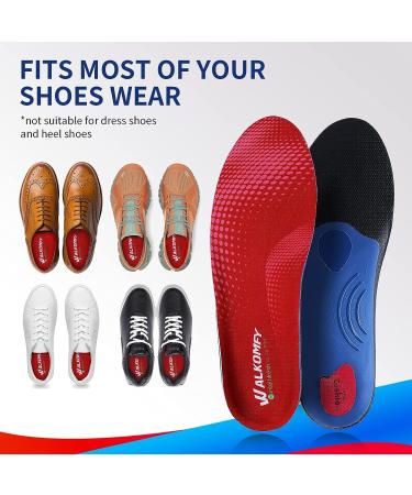 Walkomfy Heavy Duty Orthotics - Plantar Fasciitis High Arch Support Insoles for 210+ lbs Men & Women with Flat Feet - Absorb Shock - Size Men's 10-10.5 / Women's - Buy Online on GoSupps.com