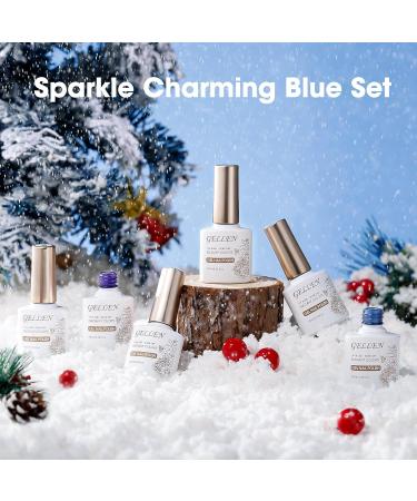 Gellen Gel Nail Polish Set 6 Colors 10ML Navy Royal Blue Shades Glitter Pearlescent White Gel Polish Kit Soak Off UV Gel X Nail Art Design DIY Salon Manicure Christmas Nails Gift for Women Mom Enjoy the Blue - Buy Online on GoSupps.com