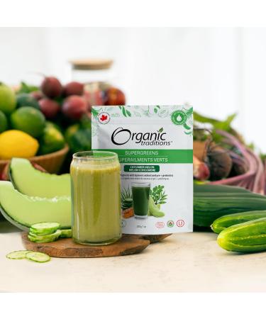 Organic Traditions Super Greens Superfood Powder with Turmeric Cucumber Melon Flavoured Organic Greens Powder 200g / 7oz Bag Cucumber Melon 200 g (Pack of 1) - Buy Online on GoSupps.com