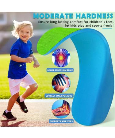 Ailaka Kids Orthotic Arch Support Insoles - PU Foam Inserts for Overpronation Flat Feet & Plantar Fasciitis | 4-6 M US Big Kid Green - Buy Online on GoSupps.com