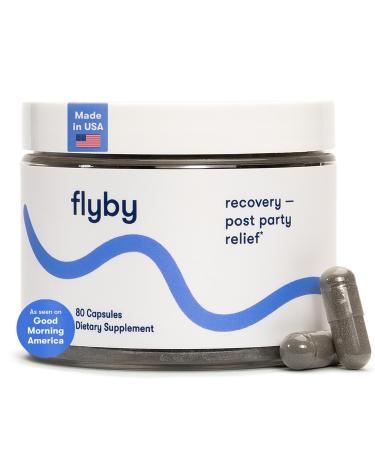 Flyby Recovery Supplement - All The Hang, Without The Over! - with Milk Thistle, Vitamin C, Activated Charcoal, and Apple Cider Vinegar - Pre & Post Drinking Formula (80 Count) pack of 80