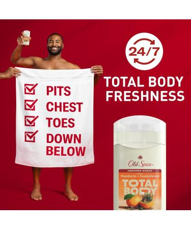 Old Spice Whole Body Deodorant for Men Total Body Deodorant Mandarin + Sandalwood Aluminum Free Deodorant Stick for 24/7 Freshness // Dermatologist Tested Whole Body Deodorant 3.0 oz - Buy Online on GoSupps.com