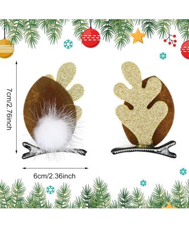 2 Pairs Christmas Hair Clip - Christmas Reindeer Antlers Headdress Cute Reindeer Antlers Ears Hairpins Christmas Party Hair Accessories for Girls Women - Buy Online on GoSupps.com