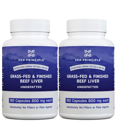 2 Pack 360 Capsules (180 Capsule per Bottle) Beef Liver Supplement Grass-Fed, Pasture-Raised Cows. Desiccated Liver Supplement, No Hormones or GMO. Natural Energy from Iron, Protein, Vitamins.