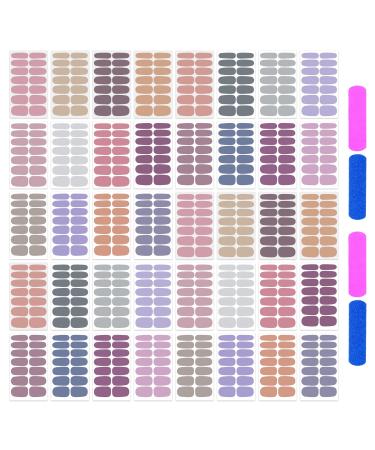 40 Sheets Elegant Solid Color Nail Polish Strips with Nail File Self-Adhesive Grey Purple Color Nail Strips Nail Stickers Full Nail Wraps for Women Nail Art
