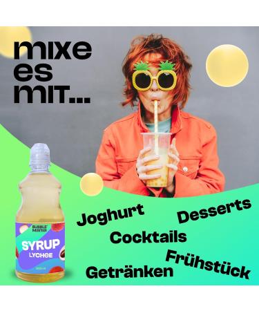 Bubble Mania Litschi Syrup for Bubble Tea - 500ml | Perfect for Cocktails Ice Cream & Cakes | International Shipping Available - Buy Online on GoSupps.com