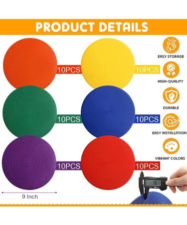 60 Pcs 9-inch Non-Slip Poly Vinyl Spot Markers for Soccer, Football, Basketball - Agility Training Cones for Gym, Dance, Classroom Org - Buy Online on GoSupps.com
