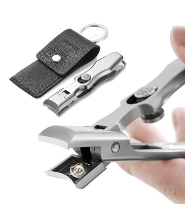 VOGARB Nail Clippers For Thick Nails Large Wide Jaw Opening Cutter with Safety Lock Heavy Duty For Ingrown Toenail Fingernail No Splash Trimmer With Catcher For Men Women Adult Seniors (Silver)