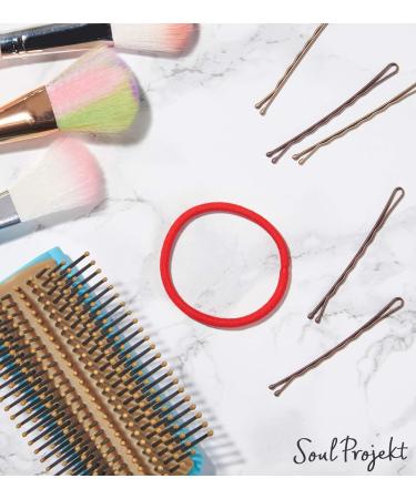 Soul Project Red Hair Ties - 100 Pcs 4mm Elastic No Metal Bands for All Hair Types Perfect for Braids Ponytails Buns - Ideal for School Work & Gym - Buy Online on GoSupps.com