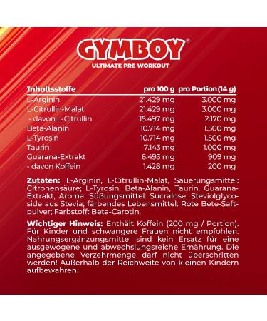 Buy GYMBOY GYMBUNDLE | Ultimate Pre Workout Power Peach Edition 392g + Pro Shaker Red | Boost Your Workout Energy - Buy Online on GoSupps.com