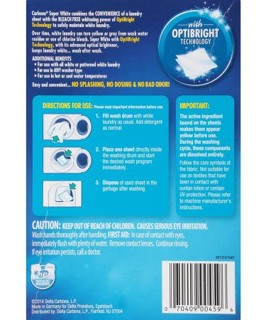 Carbona Super White Sheets - Bleach Free OptiBright Technology - 20 Sheets per Pack - Buy Online on GoSupps.com
