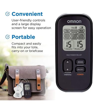 OMRON Max Power Relief TENS Unit for Drug-Free Pain Relief - Muscle Stimulator for Back, Arm, Shoulder, Leg, Foot, Arthritis Pain - Simulated Massage Therapy (PM500) - Buy Online on GoSupps.com
