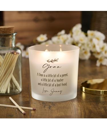 Personalised Large Double Wick Candle Gift for Gran with Sentiment (Lemongrass & Coconut)