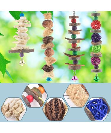 Bissap Bird Chew Toys - 5 Pack Natural Wood Toys for Parakeet, Conure, Cockatiel, Lovebird - Hanging Cage Toy & Perch Stand for Small Birds - Buy Online on GoSupps.com