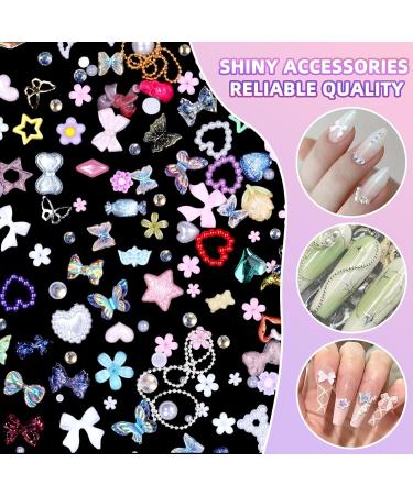 3D Nail Charms Set | Colorful Butterfly Flower Bow & Gem Nail Art Accessories | DIY Nail Art Supplies - Buy Online on GoSupps.com