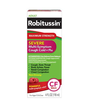 Robitussin Syrup 4 Fl Oz (Pack of 1) 4 Fl Oz (Pack of 1) (Day) Multi-Sympton Cough Cold + Flu