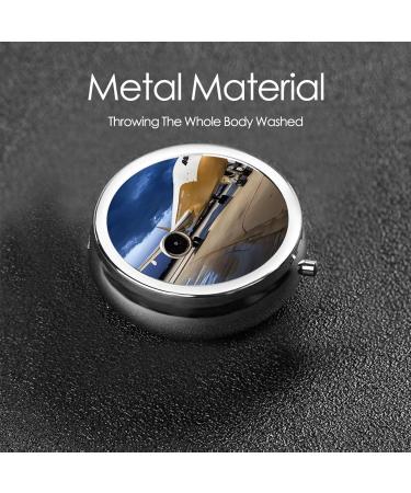 Evening Light Airplane Round Pill Box - 3 Compartment Travel Medicine Organizer & Decorative Pocket Purse - Buy Online on GoSupps.com
