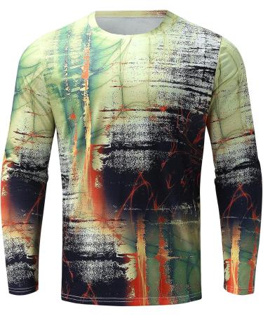 BEUU Soldier Long Sleeve T-shirt for Men | Fall 3D Print Oil Painting | Gym Workout Tee | Vintage Fashion - Green | Large - Buy Online on GoSupps.com