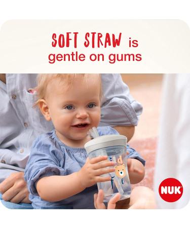 NUK Action Cup Toddler Cup | Twist Close Straw | Leak-Proof & Washable | BPA-Free | Yellow Cat 3 Piece Set - Buy Online on GoSupps.com