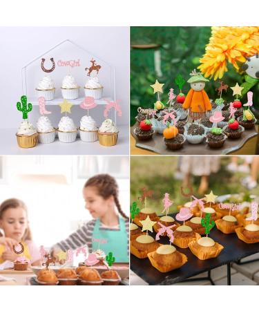 36Pcs Cowgirl Cupcake Toppers Glitter HorseShoe Cactus Gun Cupcake Picks Cowgirl Hats Boots Cake Decorations Decor Supplies for Baby Shower Western Theme Girls Birthday Party - Buy Online on GoSupps.com