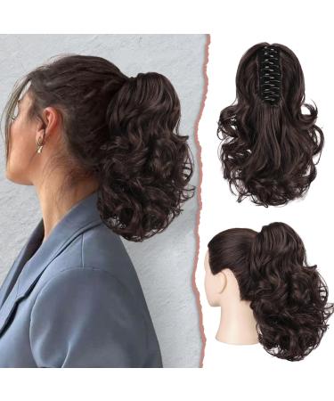 Sofeiyan ponytail extension 28cm Klaue clip in ponytail hair extensions briefly curly wavy ponytail extensions synthetic hair part for women dark brown & dark outside gyms dark brown dark Auburn