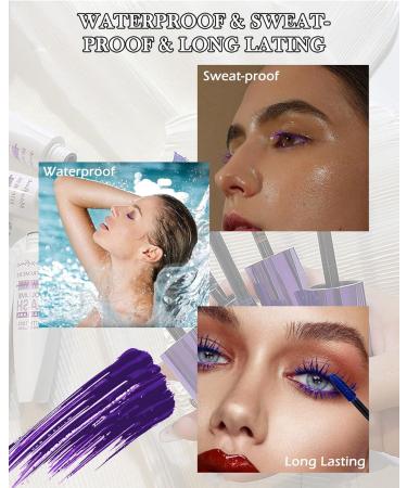 5D Silk Fiber Purple Mascara for Eyelashes Waterproof Long Lasting Colored Mascara Liquid Lash Extensions Smudge-Proof Volumizing Lengthening Curling Non-clump Color Tubing Mascara Women Makeup Gift - Buy Online on GoSupps.com