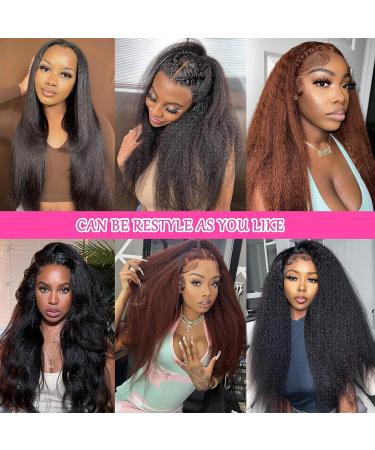 20 13x6 Kinky Straight Human Hair Wig | 180% Density HD Transparent Lace Front Wig for Black Women | Pre Plucked with Baby Hair | Brazilian Virgin Human Hair | Natural Hairline Yaki Straight | 20 Inch - Buy Online on GoSupps.com