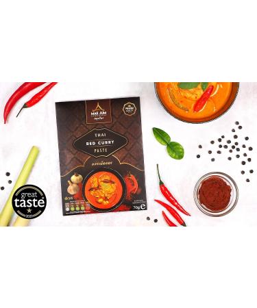 Mae Jum Traditional Thai Red Curry Paste (6 x 70g) | Great Taste Award Winner 2020 - Buy Online on GoSupps.com