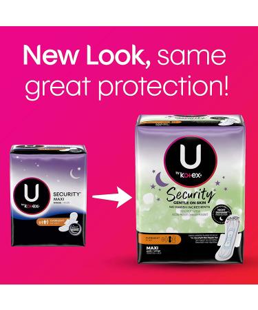 U by Kotex Security Maxi Overnight Pads with Wings - Unscented - 112 Count - Pack of 4 - Buy Online on GoSupps.com