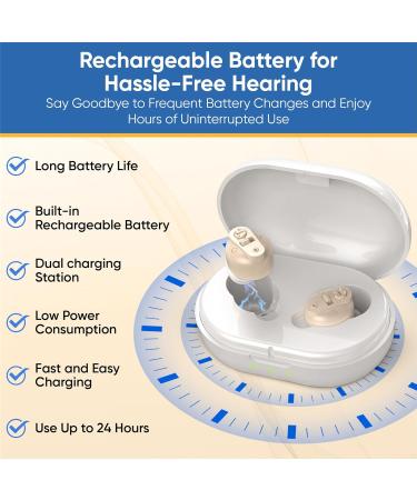 Hearing Aids - 2X Rechargeable In-the-Ear (ITE) Discreet & Comfortable Fit Long Battery Life Noise Reduction Technology Skin Tone - Buy Online on GoSupps.com