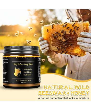 Beef Tallow for Skin Tallow and Honey Balm for Face Skin Care Cream Body Butter Natural Formula Nourish and Soothe Dry Skin 120g/4.2oz - Buy Online on GoSupps.com