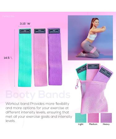 Perfect Stix Booty Bands - 3 Resistance Levels for Legs & Butt | Non-Slip Fabric Exercise Bands Set with Pink Travel Bag - International Shipping Available - Buy Online on GoSupps.com