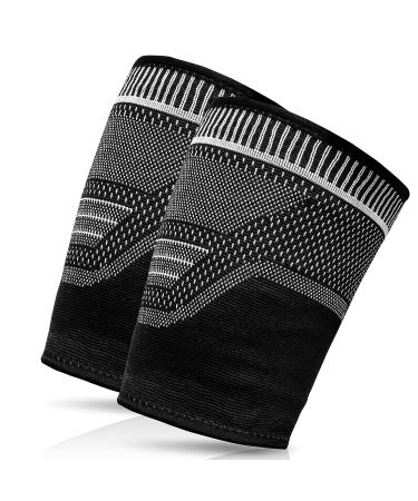 Athletic Upper Thigh Compression Sleeve Set | Hamstring & Quad Support for Muscle Pain Relief | Running & Sports Thigh Braces for Men & Women - Large Black - Buy Online on GoSupps.com