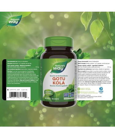 Nature's Way Gotu Kola Antioxidant 100 Vegetarian Capsules 100 count (Pack of 1) - Buy Online on GoSupps.com