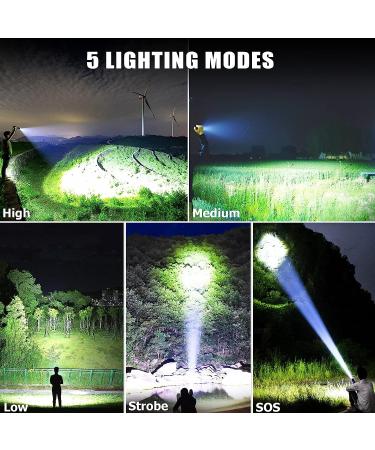Lyting USB Rechargeable 150000 Lumens Super Bright Flashlight | 5 Modes, IPX7 Waterproof | Powerful Flash Light for Emergencies & Camping - Black - Buy Online on GoSupps.com