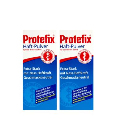 2x PROTEFIX adhesive powder 50g PZN 01381004 Extra strong with wet adhesive power