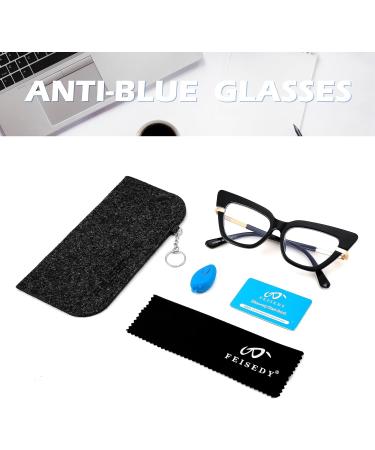 FEISEDY Cateye Blue Light Blocking Glasses for Women - Fashion Cat Eye Frame Black 52mm B2984 - Buy Online on GoSupps.com