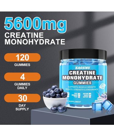 KAOXNU 2 Pack Creatine Monohydrate Gummies 5000mg for Men & Women 120 CT Chewable Creatine Monohydrate for Muscle Support Energy Boost 5g of Creatine Monohydrate per Serving - Sugar Free Vegan - Buy Online on GoSupps.com