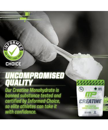 MusclePharm Essentials Creatine Monohydrate Powder | Ultra-Pure Pre & Post Workout Supplement | 60 Servings Unflavored for Enhanced Muscle Building & Recovery - Buy Online on GoSupps.com