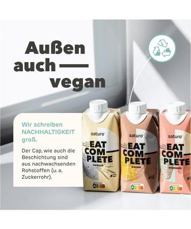 Saturo Vegan Meal Replacement Test Package - 24x330ml | 26 Nutrients & 330kcal in Strawberry Chocolate & Vanilla Flavors | Ideal for Healthy Living & International Shipping - Buy Online on GoSupps.com