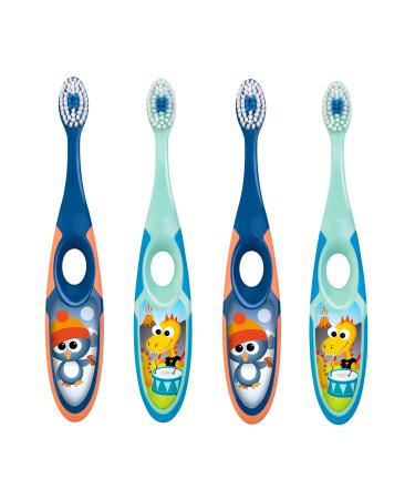 Jordan Step 2 Kids Toothbrush, 3-5 Years, Soft Bristles, BPA Free (4 Pack) Blue & Green Blue,green