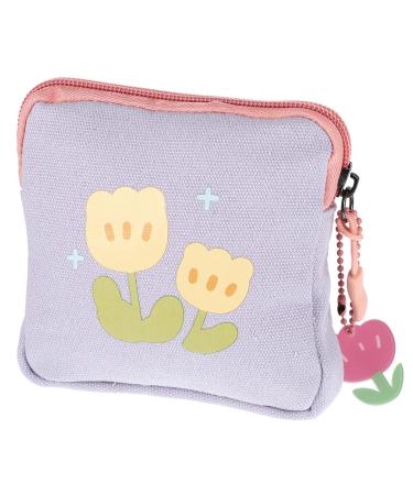 HEASOME Mini container Storage bags for women's bandages pocket for women's bandages Student coin pocket wallet coin bags quiet pillow pocket color contrast pads storage pocket purple 11.5x11.5x2cm