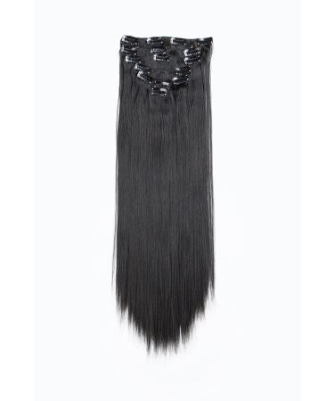 SWACC Women 22 Straight Full Head 7Pcs Synthetic Hair Extensions, Heat Resistant Clip-Ins (1B-Off Black) - Buy Online on GoSupps.com