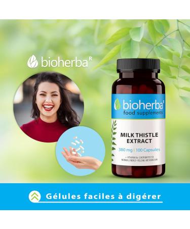 Milk Thistle 380 mg - 100 Capsules - Powerful Liver Detox Liver Detox and Antioxidant Support BIOHERBA - Buy Online on GoSupps.com
